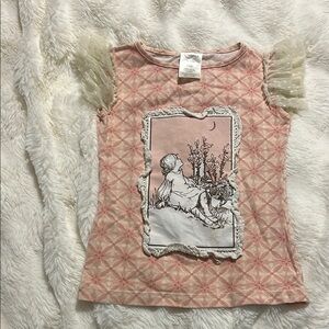 Persnickety Pink and White Short Sleeve Tee with Textured Design